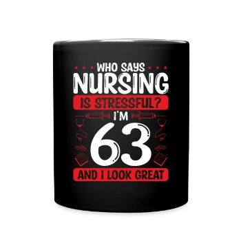63 Anniversaire Infirmières de 63 ans Infirmière au travail - Mug uni - noir - Devant
