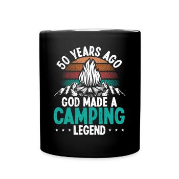 50 Birthday Camping Vintage Mountains 50 Year Old - Full Colour Mug - black - Front