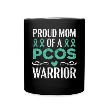 Mutter eines PCOS Warrior Polyzystischen Ovarialsyndroms - Tasse einfarbig - Schwarz - Vorne