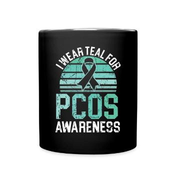 Teal für PCOS Bewusstsein Polyzystisches Ovarialsyndrom - Tasse einfarbig - Schwarz - Vorne