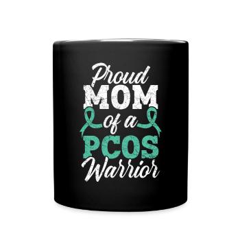 Mutter eines PCOS Warrior Polyzystischen Ovarialsyndroms - Tasse einfarbig - Schwarz - Vorne