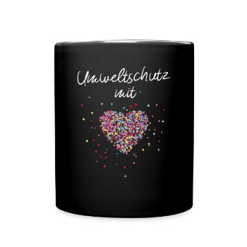 Umweltschutz Mit Herz Klimawandel Klima - Tasse einfarbig - Schwarz - Vorne