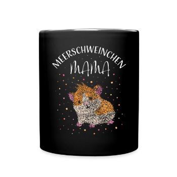Meerschweinchen Mama Mutter - Tasse einfarbig - Schwarz - Vorne