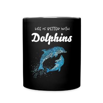 Dolphins Bottlenose Dolphin Ocean Dolphin Lovers - Full Colour Mug - black - Front