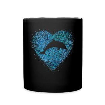 Dolphin bottlenose dolphin lover swimming - Full Colour Mug - black - Front
