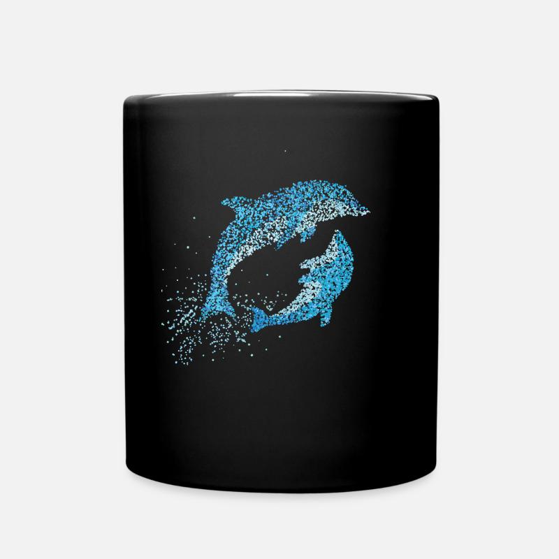 Delfine Tümmler Delfinliebhaber Wal - Tasse einfarbig - Schwarz