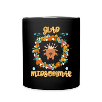 Midsommar Suède Moose Flowers Cadeau d’été - Mug uni - noir - Devant