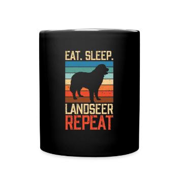 Manger dormir Landseer Répéter - Mug uni - noir - Devant