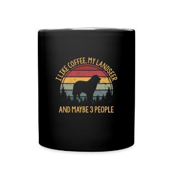 J’aime le café mon Landseer et peut-être 3 personnes - Mug uni - noir - Devant