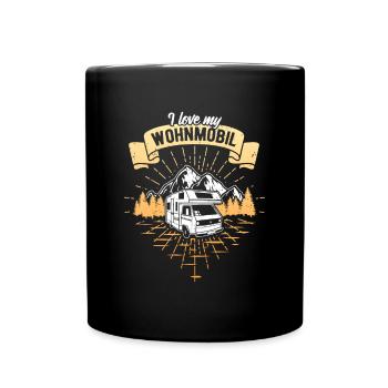 I love my Wohnmobil lustig - Tasse einfarbig - Schwarz - Vorne