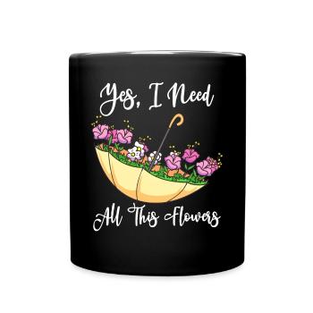Auf dem Kopf stehender Regenschirm gefüllt mit Blumen Gartenarbeit - Tasse einfarbig - Schwarz - Vorne