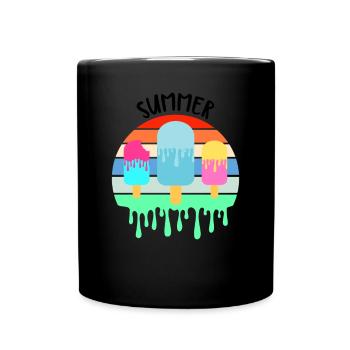 Schmelzendes Eis Heißer Sommerurlaub Retro Vintag - Tasse einfarbig - Schwarz - Vorne