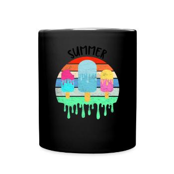 Schmelzendes Eis Heißer Sommerurlaub Retro Vintag - Tasse einfarbig - Schwarz - Vorne