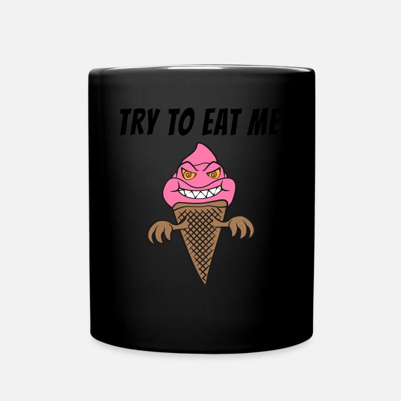 Funny Scary Ice Cream Cone Summertime Horror Spook - Full Colour Mug - black