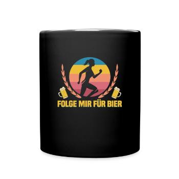 Laufen Marathon Läuferin Laufsport - Tasse einfarbig - Schwarz - Vorne