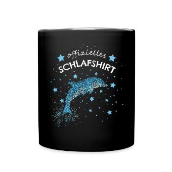 Offizielles Schlafshirt Delfin Delfine - Tasse einfarbig - Schwarz - Vorne