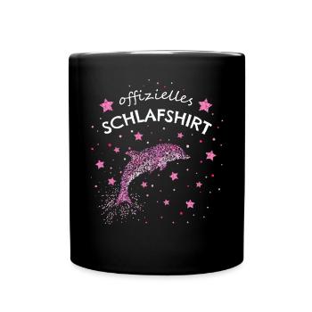 Offizielles Schlafshirt Tümmler Delfin - Tasse einfarbig - Schwarz - Vorne