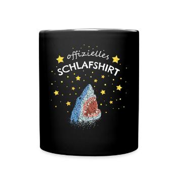 Offizielles Schlafshirt Weisser Hai Haie - Tasse einfarbig - Schwarz - Vorne