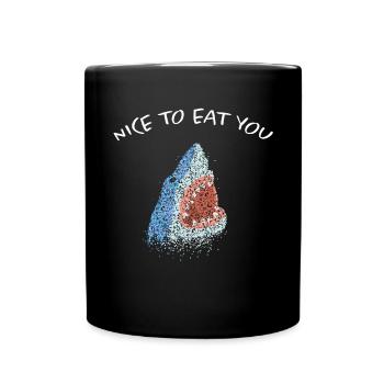 Nice To Eat You White Shark Shark - Full Colour Mug - black - Front