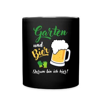Garten und Bier Hobbygärtner Gartenarbeit Spruch - Tasse einfarbig - Schwarz - Vorne