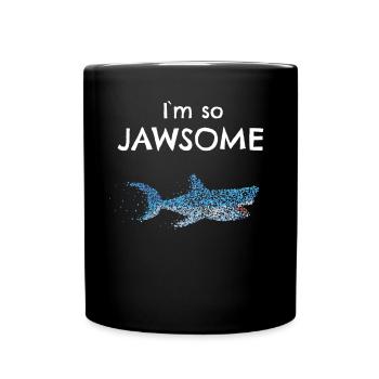 Jawsome Grosser Weisser Hai Haifisch - Tasse einfarbig - Schwarz - Vorne