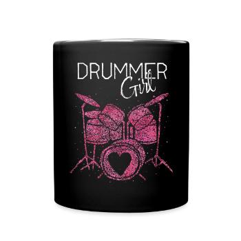 Drummer Girl Schlagzeugerin Drumming - Full Colour Mug - black - Front