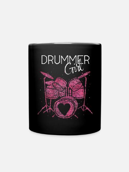 Drummer Girl Schlagzeugerin Drumming - Tasse einfarbig - Schwarz
