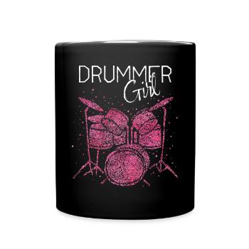 Drummer Girl Schlagzeug Schlagzeugerin - Tasse einfarbig - Schwarz - Vorne