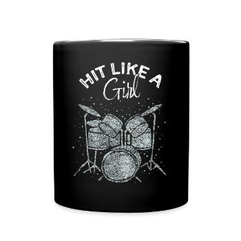 Schlagzeugerin Drumsticks Schlagzeug - Tasse einfarbig - Schwarz - Vorne