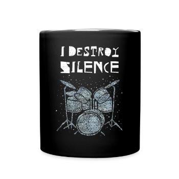 I Destroy Silence Drummer Drumset - Full Colour Mug - black - Front