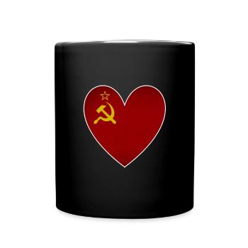 Soviet Union Flag Heart Russia - Full Colour Mug - black - Front
