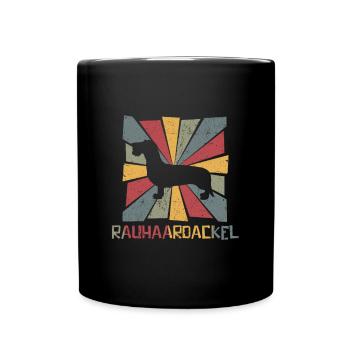 Rough-haired Dachshund Vintage Retro - Full Colour Mug - black - Front