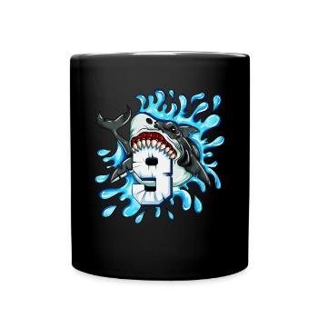 Birthday gift for the 9th birthday children shark - Full Colour Mug - black - Front