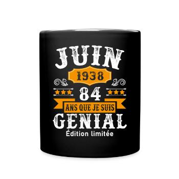 84 Ans Anniversaire Vintage Né(e) en Juin 1938 - Mug uni - noir - Devant