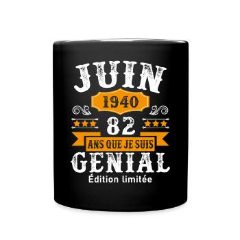 82 Ans Anniversaire Vintage Né(e) en Juin 1940 - Mug uni - noir - Devant