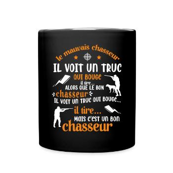 Bon Chasseur Humour Cadeau - Mug uni - noir - Devant