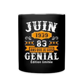 83 Ans Anniversaire Vintage Né(e) en Juin 1939 - Mug uni - noir - Devant