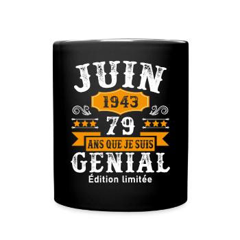79 Ans Anniversaire Vintage Né(e) en Juin 1943 - Mug uni - noir - Devant