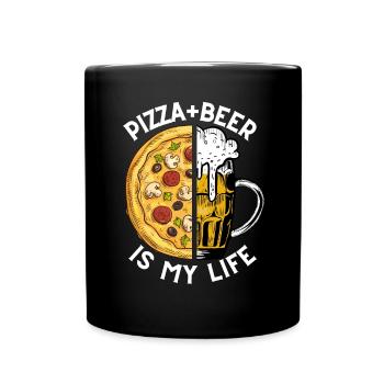 PIZZA and BEER is my life - Mug uni - noir - Devant