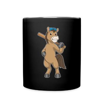 Horse Baseball Baseball Bat - Full Colour Mug - black - Front