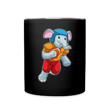 Elephant American Football Sport - Full Colour Mug - black - Front
