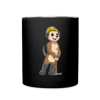 Erdmännchen Bergarbeiter Spitzhacke Bergbau - Tasse einfarbig - Schwarz - Vorne