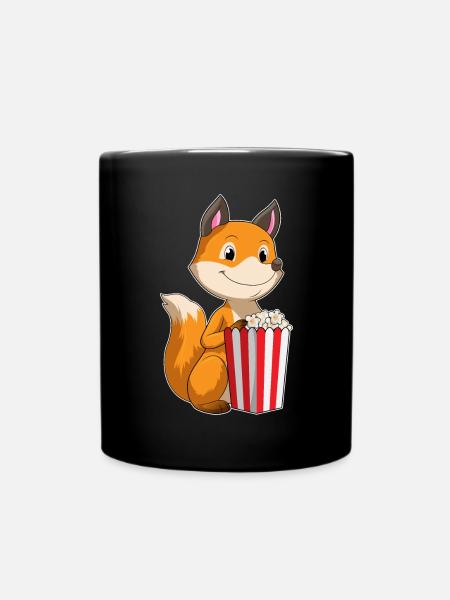 Fuchs Popcorn - Tasse einfarbig - Schwarz