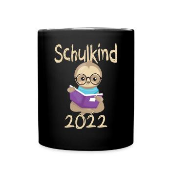 Schulkind 2022 Faultier - Tasse einfarbig - Schwarz - Vorne