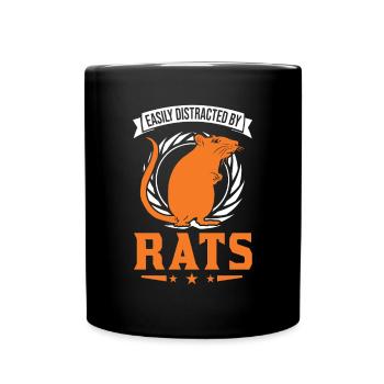 Easily distracted by Rats Ratte - Tasse einfarbig - Schwarz - Vorne