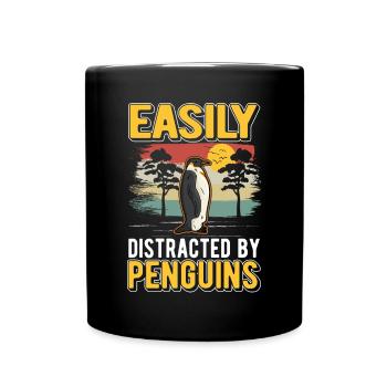 Easily distracted by Penguins Pinguin - Tasse einfarbig - Schwarz - Vorne