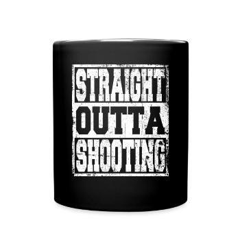 Shooting Spruch lustig - Tasse einfarbig - Schwarz - Vorne