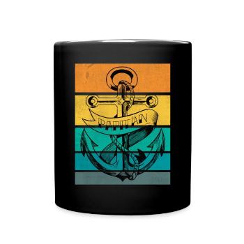 Retro Papitän Vatertag Boot Schiff Papa - Tasse einfarbig - Schwarz - Vorne