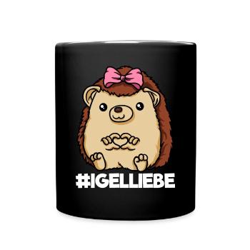 Igelliebe Igelmama Igel Mama Herz - Tasse einfarbig - Schwarz - Vorne