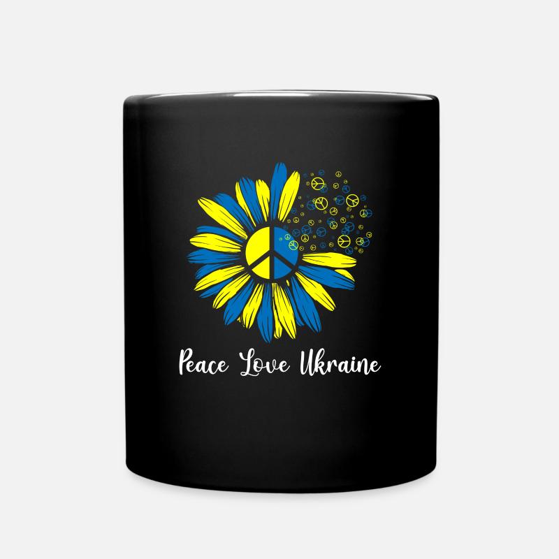 Paix Amour Ukraine Fleur - Mug uni - noir